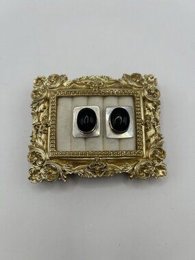Vintage Mexico 925 Sterling Silver Black Onyx Square Stud Earrings ATI Boho Gift
